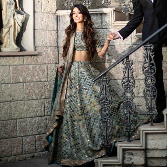 Sabyasachi Official Lehenga, Small, Teal - Picture 1 of 8